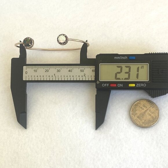 Gold Vermeil Sterling Silver Dainty Black White Opal Diamond Cuff Bracelet 6.25" - Picture 15 of 16